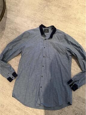 Men’s Scotch & Soda Blue Chambray Button Down Navy Color XXL